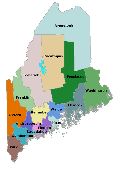 Maine County Outline Map